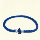 Синий комбоскини (вязаный браслет) с двумя белыми бусинами, Афон