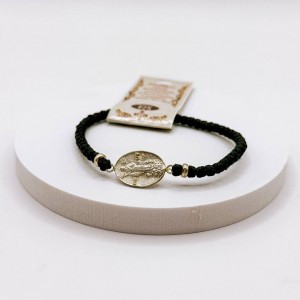 Черный комбоскини с СЕРЕБРЯНЫМ медальоном (Богородица), Афон Черный комбоскини с СЕРЕБРЯНЫМ медальоном (Богородица), Афон