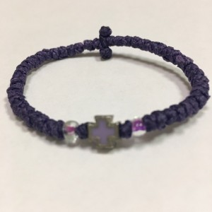 Фиолетовый комбоскини с фиолетовыми бусинами и крестиком, Афон