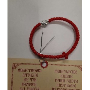 Красный комбоскини с СЕРЕБРЯНЫМ овальным медальоном Спаси и сохрани, Афон Красный комбоскини с СЕРЕБРЯНЫМ овальным медальоном Спаси и сохрани, Афон