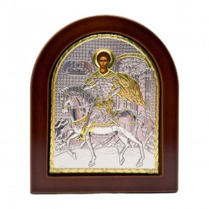 Икона "Святой Димитрий" (110х130 мм), серебро, Греция