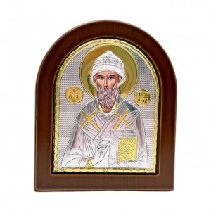 Икона "Св. Спиридон Тримифунтский" (110х130 мм), серебро, Греция