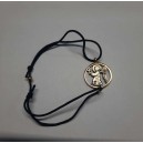 Черный комбоскини медальон с позолотой (Ангел) регулируемый ремешок, Афон