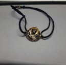 Черный браслет объемный медальон с позолотой (Ангел) регулируемый ремешок, Афон