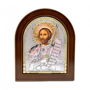 Икона "Александр Невский" (110х130мм), серебро, Греция 