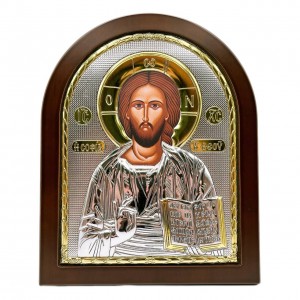 Икона "Спаситель" (198х247 мм), серебро, Греция