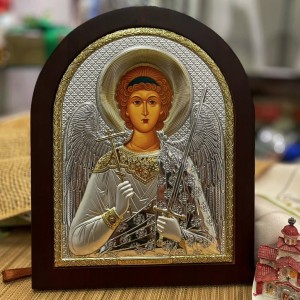 Икона "Ангел Хранитель" (198х247 мм), серебро, Греция Икона "Ангел Хранитель" (198х247 мм), серебро, Греция