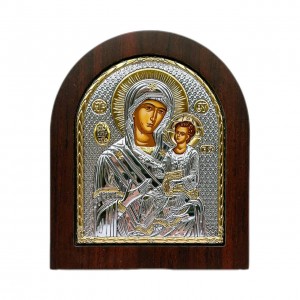 Икона "Иверская" (107х128 мм), серебро, Греция