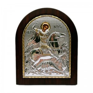 Икона "Святой Георгий"(147х180 мм), серебро, Греция. Классический стиль