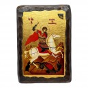 Икона Святой Георгий (фигурные края), 14х20 см, дерево, Греция
