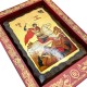 Икона Святой Георгий (фигурные края), 14х20 см, дерево, Греция