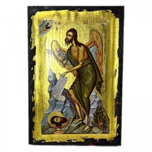 Икона Святой Иоанн Креститель (состаренная), 14х20 см, дерево, Греция