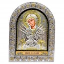 Икона "Семистрельная" (160х210 мм), кожаная основа со стеклом, Греция