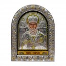 Икона Святой Николай (160х210 мм), кожаная основа со стеклом, Греция