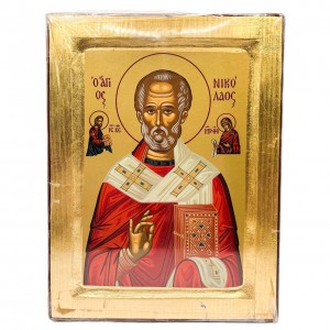 Икона Святой Николай (прямоугольная), 22х29 см, дерево, Греция