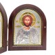 Диптих с чернением Казанская и Спаситель, 155х190 мм, дерево, серебро, Греция