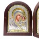 Диптих с чернением Казанская и Спаситель, 155х190 мм, дерево, серебро, Греция