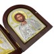Диптих с чернением Казанская и Спаситель, 155х190 мм, дерево, серебро, Греция