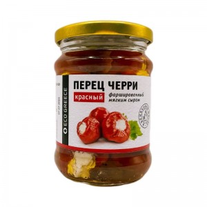 Перчик черри красный, фаршированный сыром, ст.банка, 250г Перчик черри красный, фаршированный сыром, ст.банка, 250г
