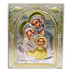 Икона Святое Семейство прямоугольная в серебре