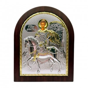 Икона Святой Дмитрий (198х247 мм), серебро, Греция