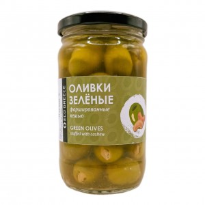 Предзаказ! Оливки, фаршированные кешью, EcoGreece, ст.банка, 340г