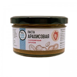 El Greko. Паста арахисовая с клубничным сиропом, стекл.банка, 150г