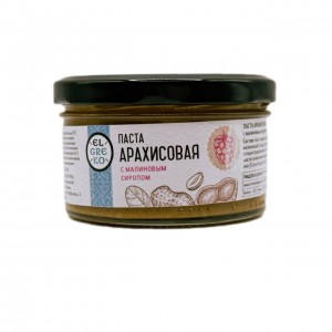 El Greko. Паста арахисовая с малиновым сиропом, стекл.банка, 150г
