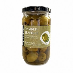 Оливки, фаршированные Халапеньо, EcoGreece, ст.банка, 340г