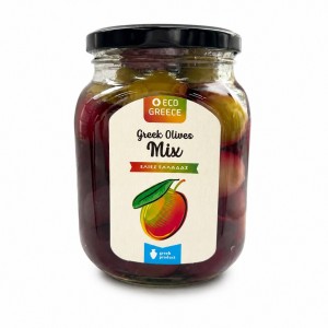 Микс из премиум оливок в рассоле EcoGreece, ст.б., 650г
