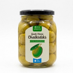 Оливки Халкидики Премиум в рассоле EcoGreece, ст.б., 650г
